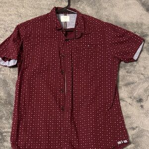 Levi's Men's Maroon Dot Pattern Shirt